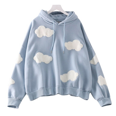 Damen-Hoodie mit Patches in Form von Wolken- Bombardina.de