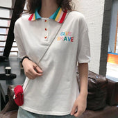 Damen-Poloshirt mit farbigem Kragen-Bombardina.de