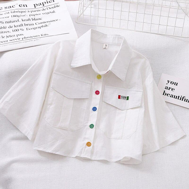 Damen-Poloshirt mit bunten Knöpfen-Bombardina.de