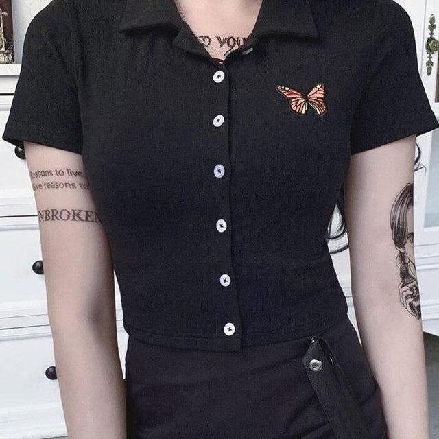 Damen-Poloshirt mit Schmetterling-Bombardina.de