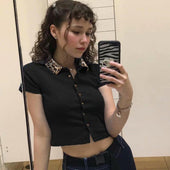 Damen-Poloshirt mit Leopardenkragen-Bombardina.de