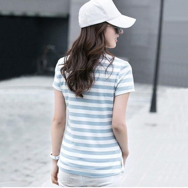 Gestreiftes Damen-Poloshirt-Bombardina.de