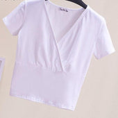 Damen-T-Shirt mit V-Ausschnitt und Umschlag-Bombardina.de