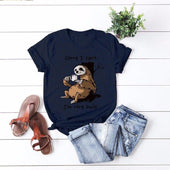 Damen-T-Shirt mit V-Ausschnitt und Faultiermotiv-Bombardina.de