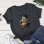 Damen-T-Shirt mit V-Ausschnitt und Faultiermotiv-Bombardina.de