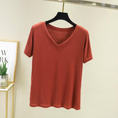 Damen-T-Shirt mit V-Ausschnitt und lockerem Schnitt-Bombardina.de