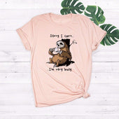 Damen-T-Shirt mit V-Ausschnitt und Faultiermotiv-Bombardina.de