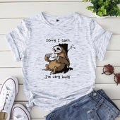 Damen-T-Shirt mit V-Ausschnitt und Faultiermotiv-Bombardina.de