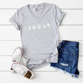 Damen-T-Shirt mit V-Ausschnitt und Mondmotiv-Bombardina.de