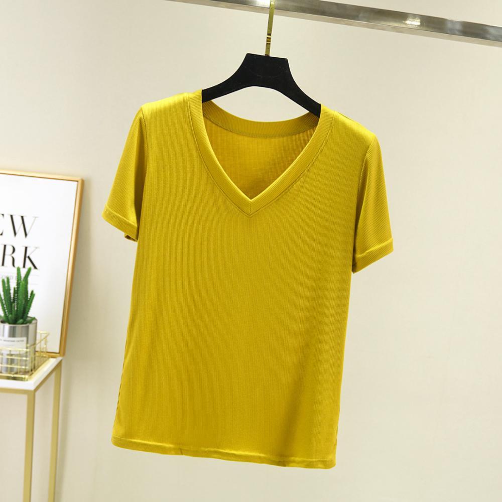 Damen-T-Shirt mit V-Ausschnitt und lockerem Schnitt-Bombardina.de