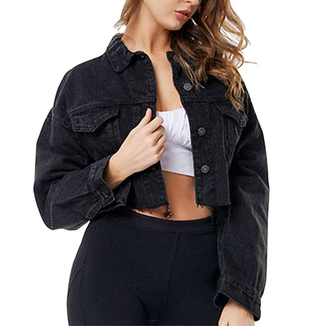 Kurz geschnittene Jeansjacke für Damen-Bombardina.de