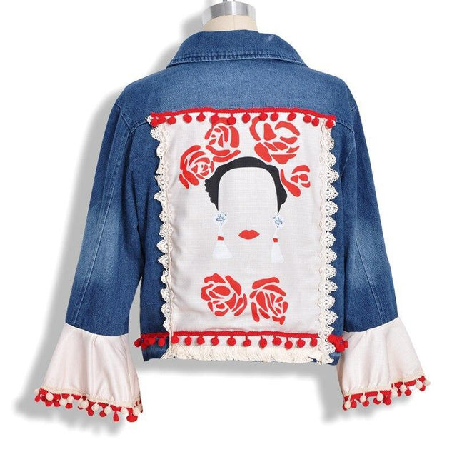 Damen Jeansjacke mit Fransen-Bombardina.de