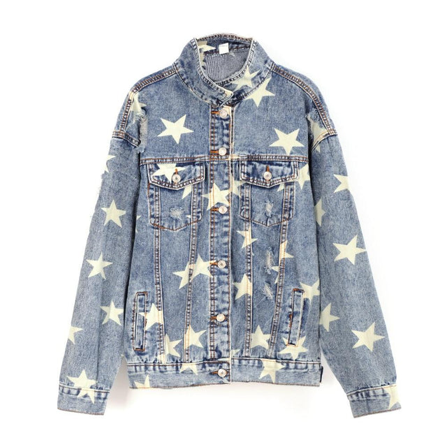 Damen Jeansjacke mit Sternen-Bombardina.de
