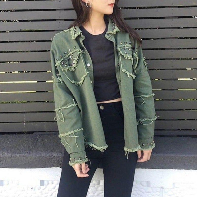 Distressed Jeansjacke für Damen-Bombardina.de