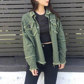 Distressed Jeansjacke für Damen-Bombardina.de