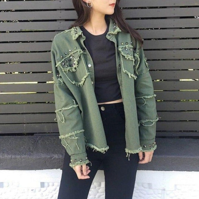 Distressed Jeansjacke für Damen-Bombardina.de