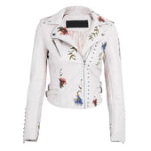 Geblümte Lederjacke für Damen-Bombardina.de