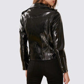 Damen Lederjacke aus glänzendem Material-Bombardina.de