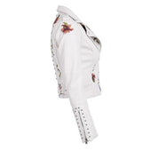 Geblümte Lederjacke für Damen-Bombardina.de