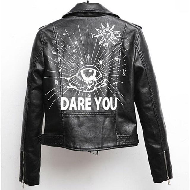 Damen Lederjacke mit Aufdruck-Bombardina.de