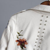 Geblümte Lederjacke für Damen-Bombardina.de