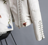 Geblümte Lederjacke für Damen-Bombardina.de