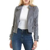 Damen Lederjacke mit seitlichem Reißverschluss-Bombardina.de
