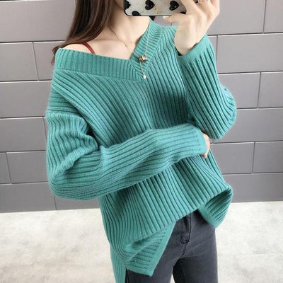 Damen-Strickpullover mit V-Ausschnitt-Bombardina.de