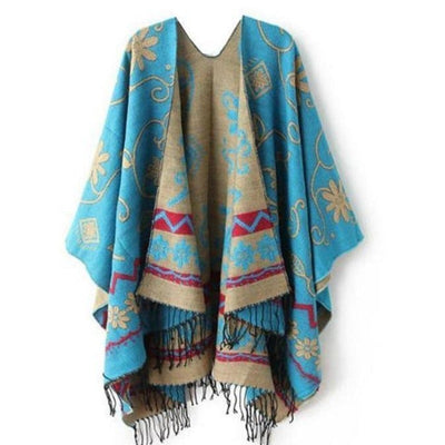 Poncho-Pullover für Damen mit ethnischem Motiv- Bombardina.de