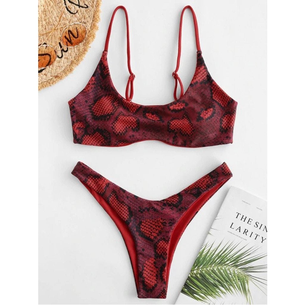 Lustiger Frosch Bikini 2-teilig - Grün Mit Froschprint Für Strand & Pool