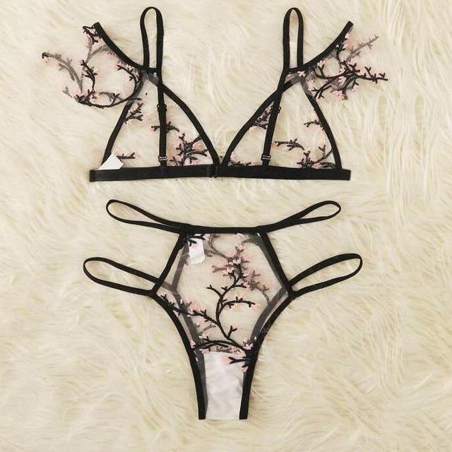Set aus Spitzenunterwäsche mit Blumen-Bombardina.de