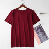 Einfarbiges Herren-T-Shirt mit V-Ausschnitt-Bombardina.de