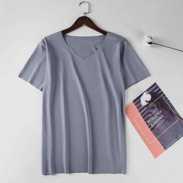 Einfarbiges Herren-T-Shirt mit V-Ausschnitt-Bombardina.de