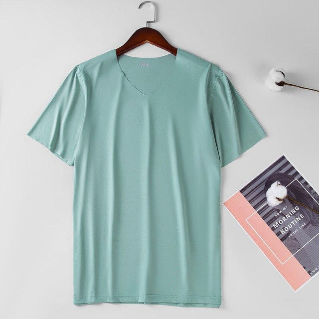 Einfarbiges Herren-T-Shirt mit V-Ausschnitt-Bombardina.de