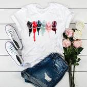 Damen-T-Shirt mit buntem Aufdruck-Bombardina.de