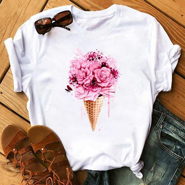 Damen-T-Shirt mit Blumendruck-Bombardina.de