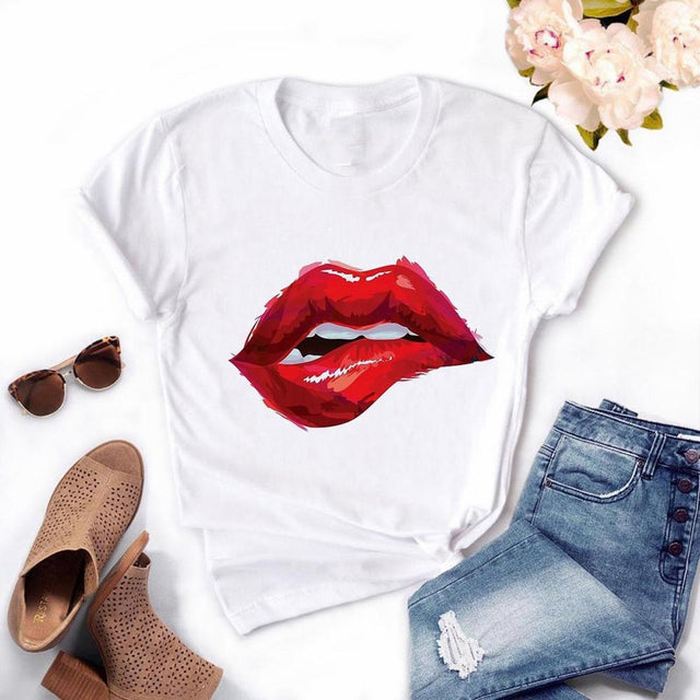 Damen-T-Shirt mit Mund-Bombardina.de-Motiv