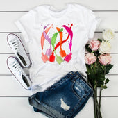 Damen-T-Shirt mit buntem Aufdruck-Bombardina.de
