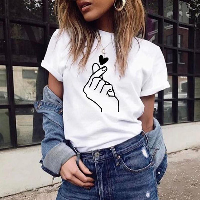 Damen T-Shirt mit Herzmotiv-Bombardina.de