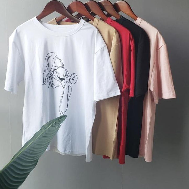 Damen-T-Shirt mit minimalistischem Aufdruck-Bombardina.de