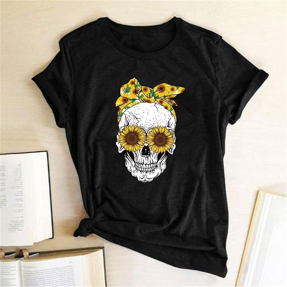 Damen-T-Shirt mit Totenkopfmotiv-Bombardina.de