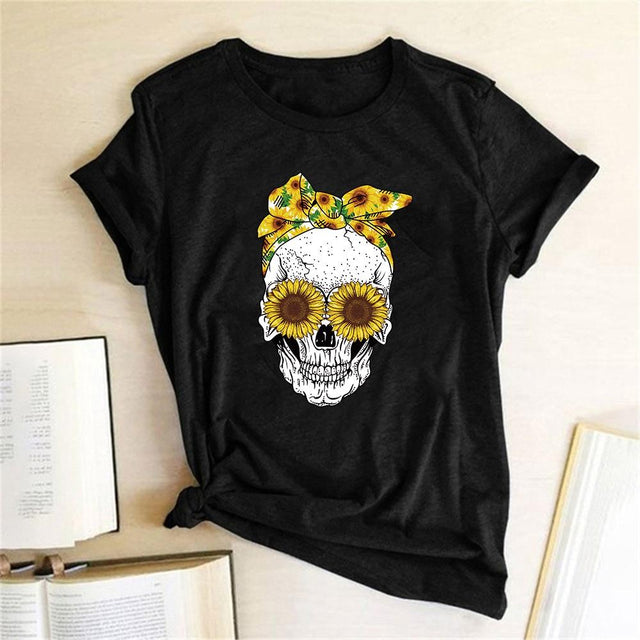 Damen-T-Shirt mit Totenkopfmotiv-Bombardina.de