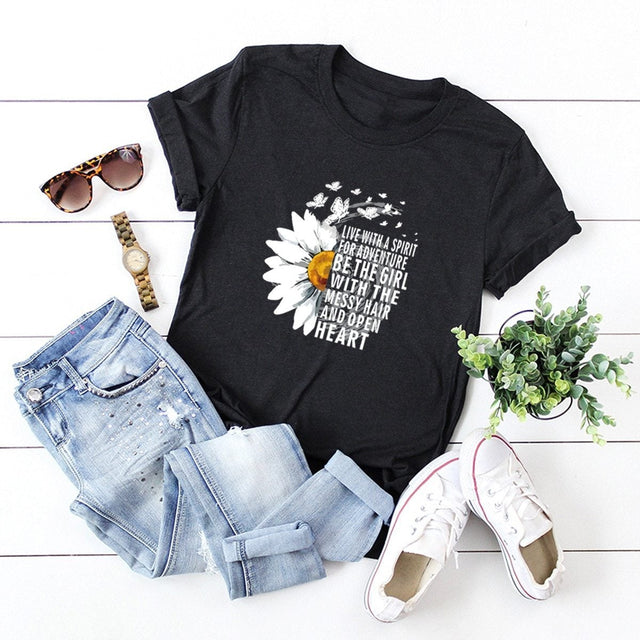 Damen-T-Shirt mit Blumendruck-Bombardina.de