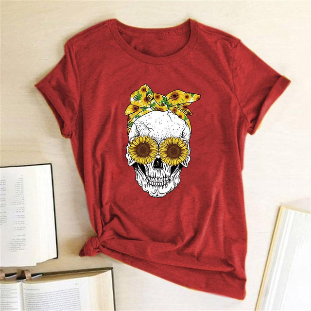 Damen-T-Shirt mit Totenkopfmotiv-Bombardina.de