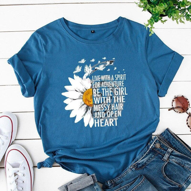 Damen-T-Shirt mit Blumendruck-Bombardina.de