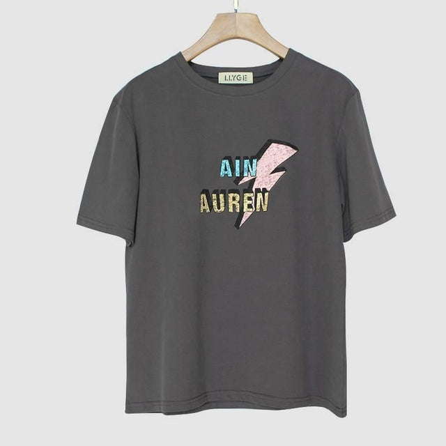 Damen-T-Shirt mit buntem Aufdruck-Bombardina.de