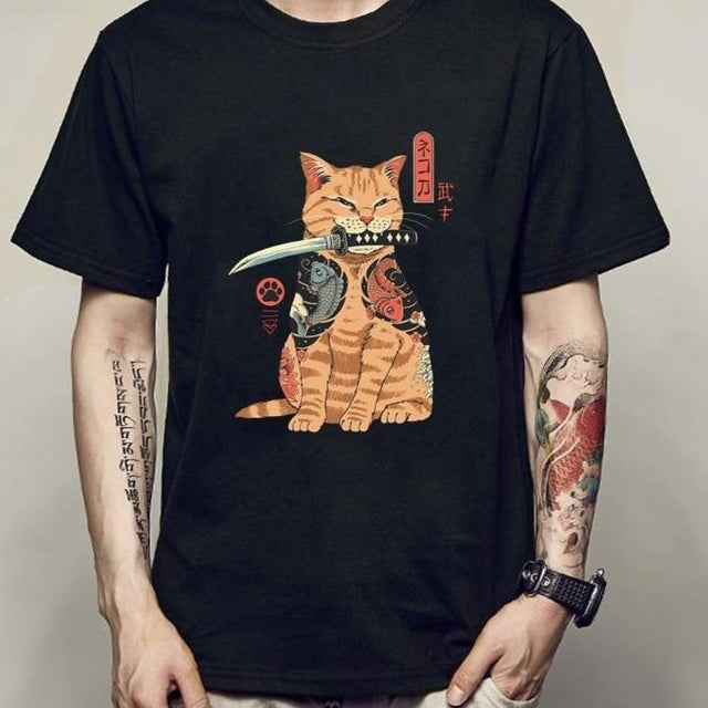 Herren T-Shirt mit Katzenmotiv-Bombardina.de