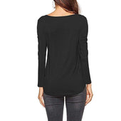 Damen-Langarm-T-Shirt mit dekorativem Ausschnitt-Bombardina.de