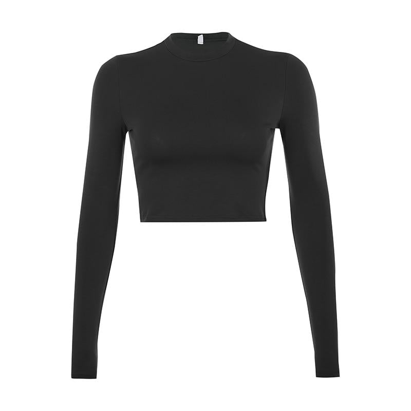 Damen-Langarm-T-Shirt mit kurzem Schnitt-Bombardina.de