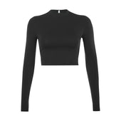 Damen-Langarm-T-Shirt mit kurzem Schnitt-Bombardina.de
